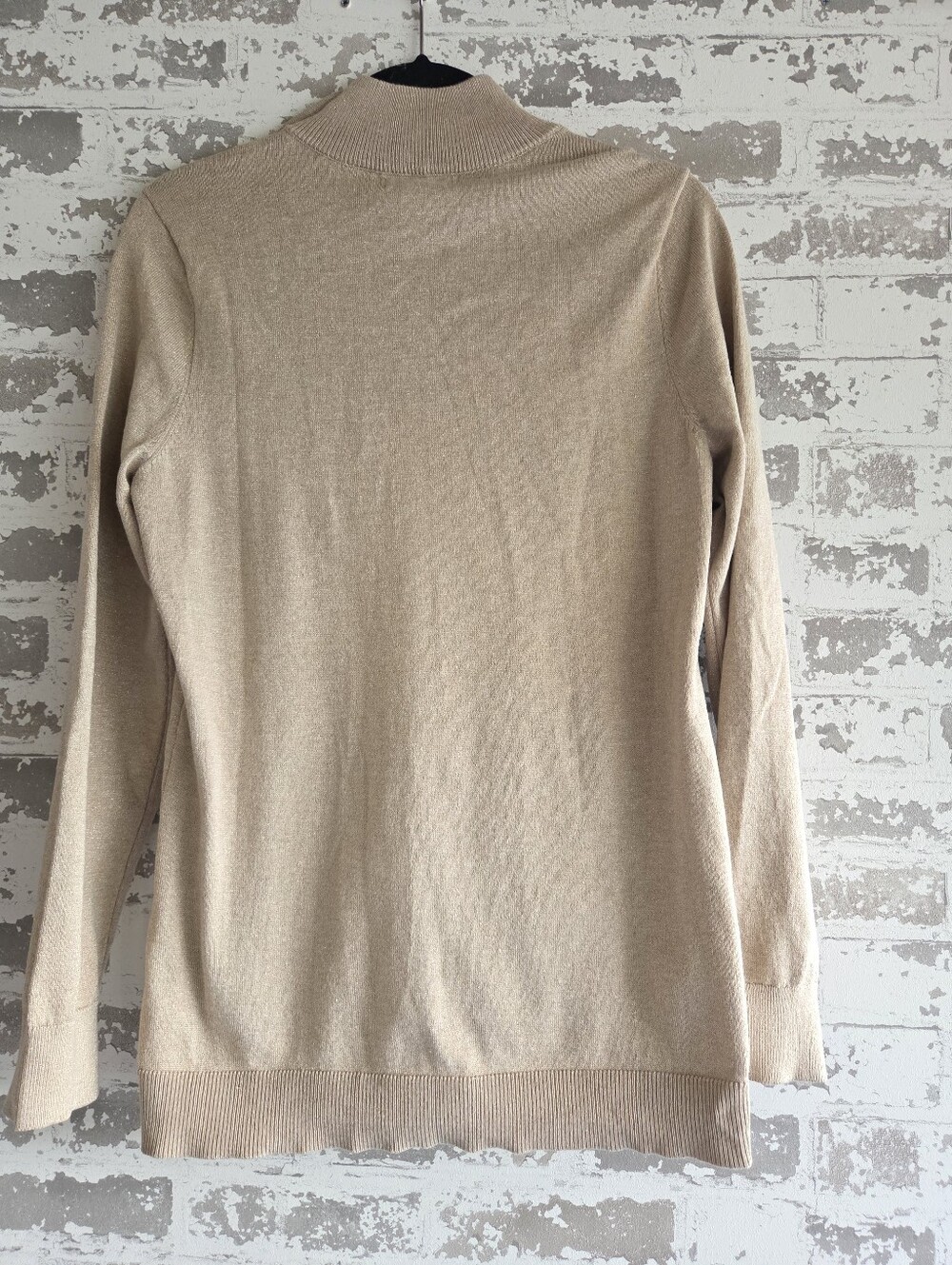 Calvin Klein Gold Metallic Shimmer Mock Neck Sweater M - Picture 5 of 8